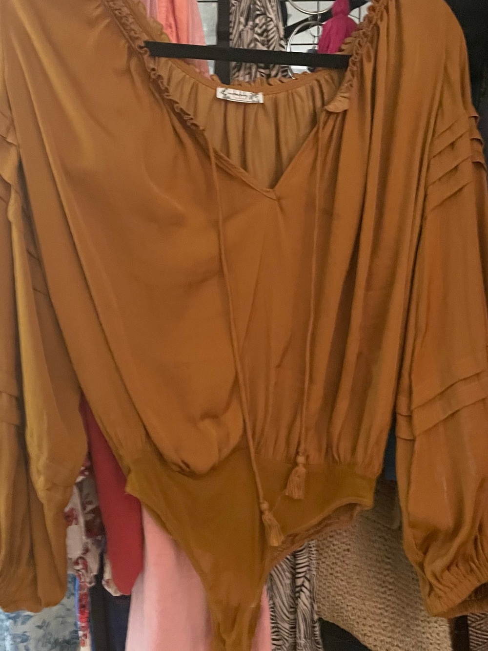 Free people like new  Smocked-Hem V-Neck Women’s Top/body suit small